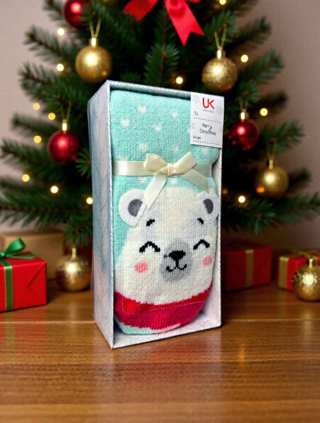 Ladies Polar Bear Lounge Sock Gift Box