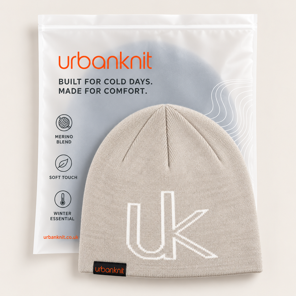 Merino Blend Skull Beanie - Oatmeal