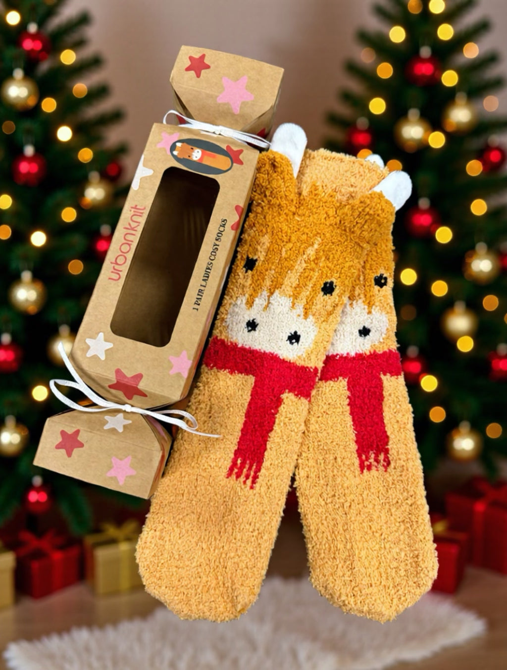 Ladies Christmas Cracker Sock Gift Box - Highland Cow