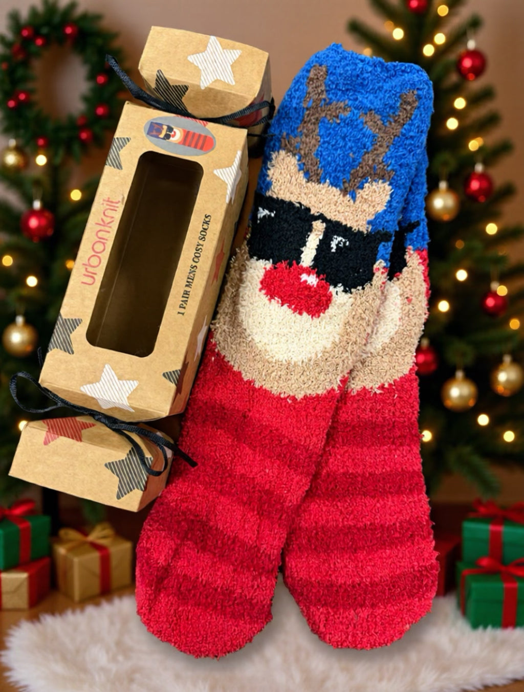 Men’s Christmas Cracker Sock Gift Box - Reindeer