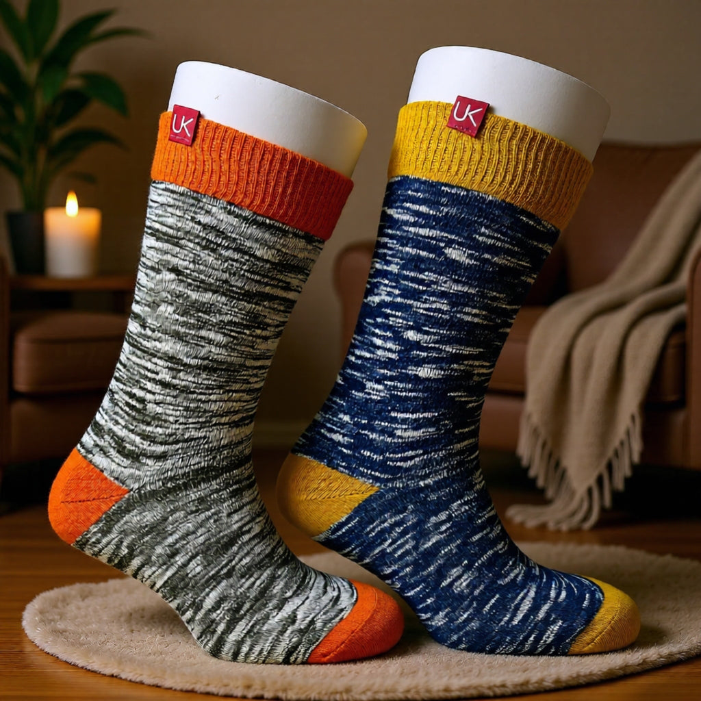 Men's 2pr Navy & Khaki Boot Socks