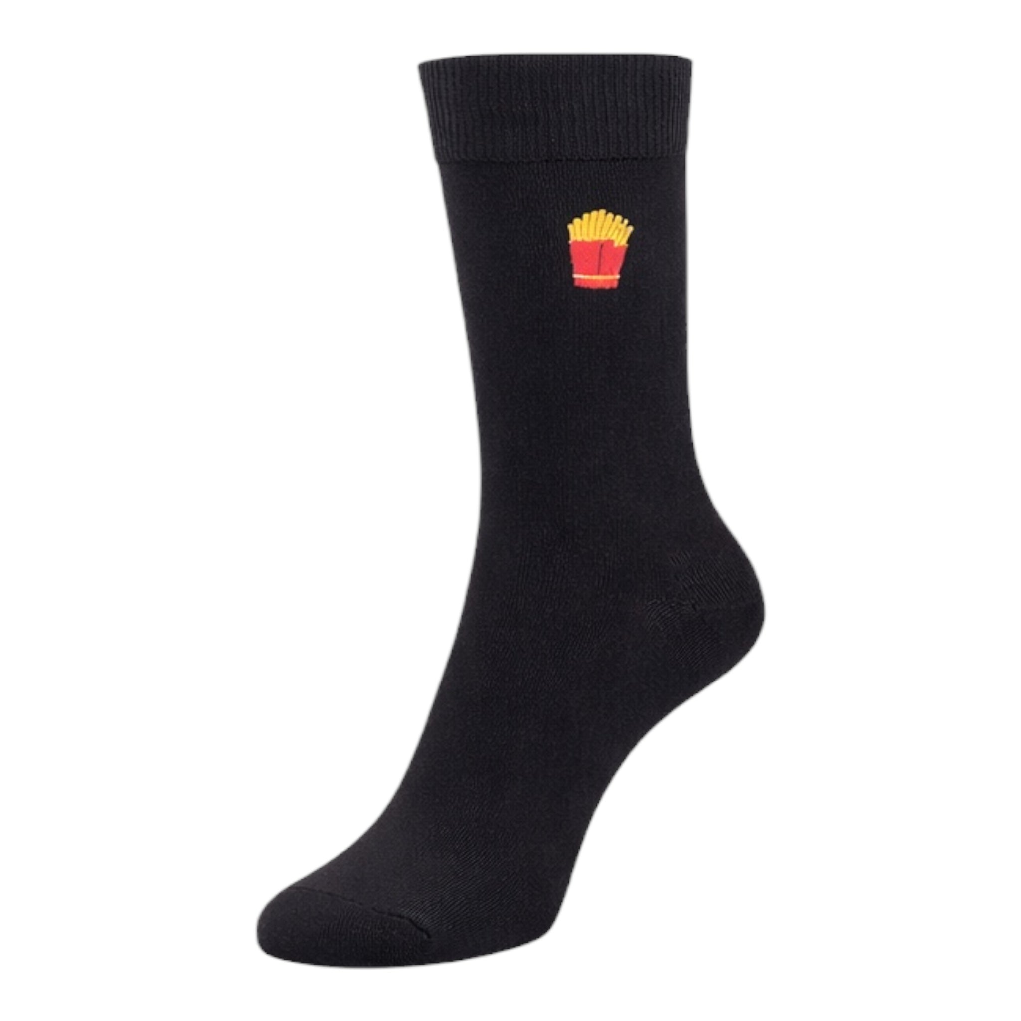 Men's 5pp Embroidery Black Fast Food Socks