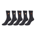 Men's 5pp Embroidery Charcoal Woodland Animals Socks