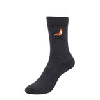 Men's 5pp Embroidery Charcoal Woodland Animals Socks
