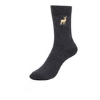 Men's 5pp Embroidery Charcoal Woodland Animals Socks