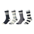 Men's 4pp Grey Rugby Stripe Casual Boot Socks
