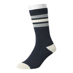 Men's 4pp Grey Rugby Stripe Casual Boot Socks