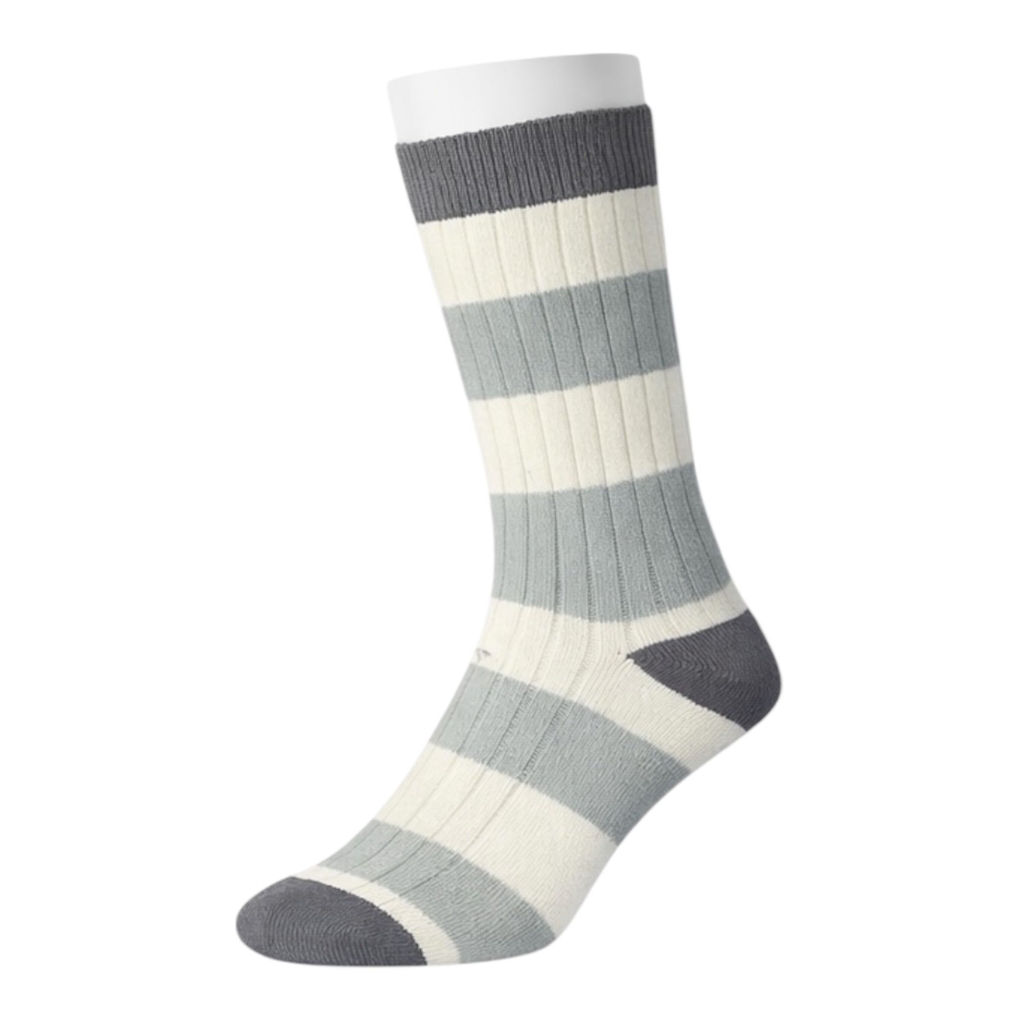 Men's 4pp Grey Rugby Stripe Casual Boot Socks