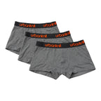 3 Pack Mens Boxers Charcoal Orange Contrast