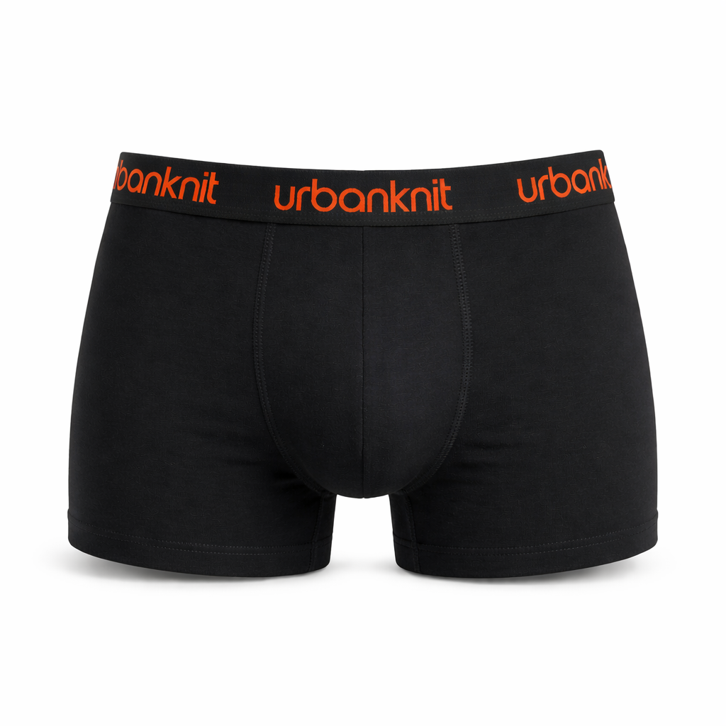 3 Pack Mens Boxers Black Orange Contrast