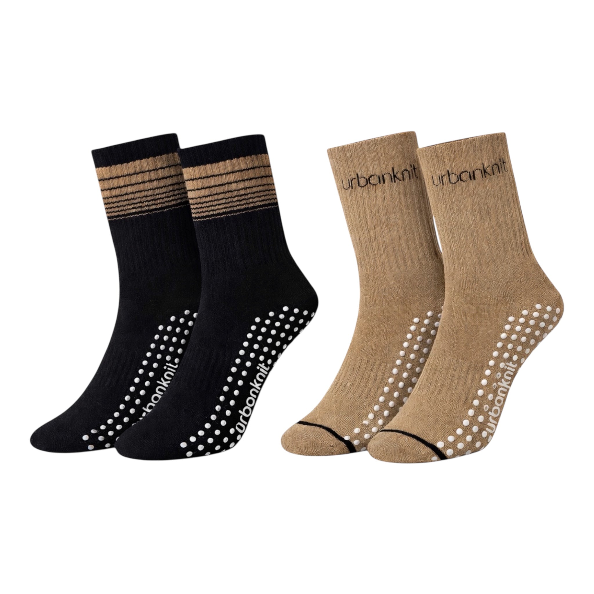 Ladies 2pp Pilates Ankle Sports Socks - Neutral/black