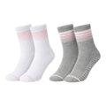 Ladies 2pp Pilates Ankle Sports Socks - White/Grey