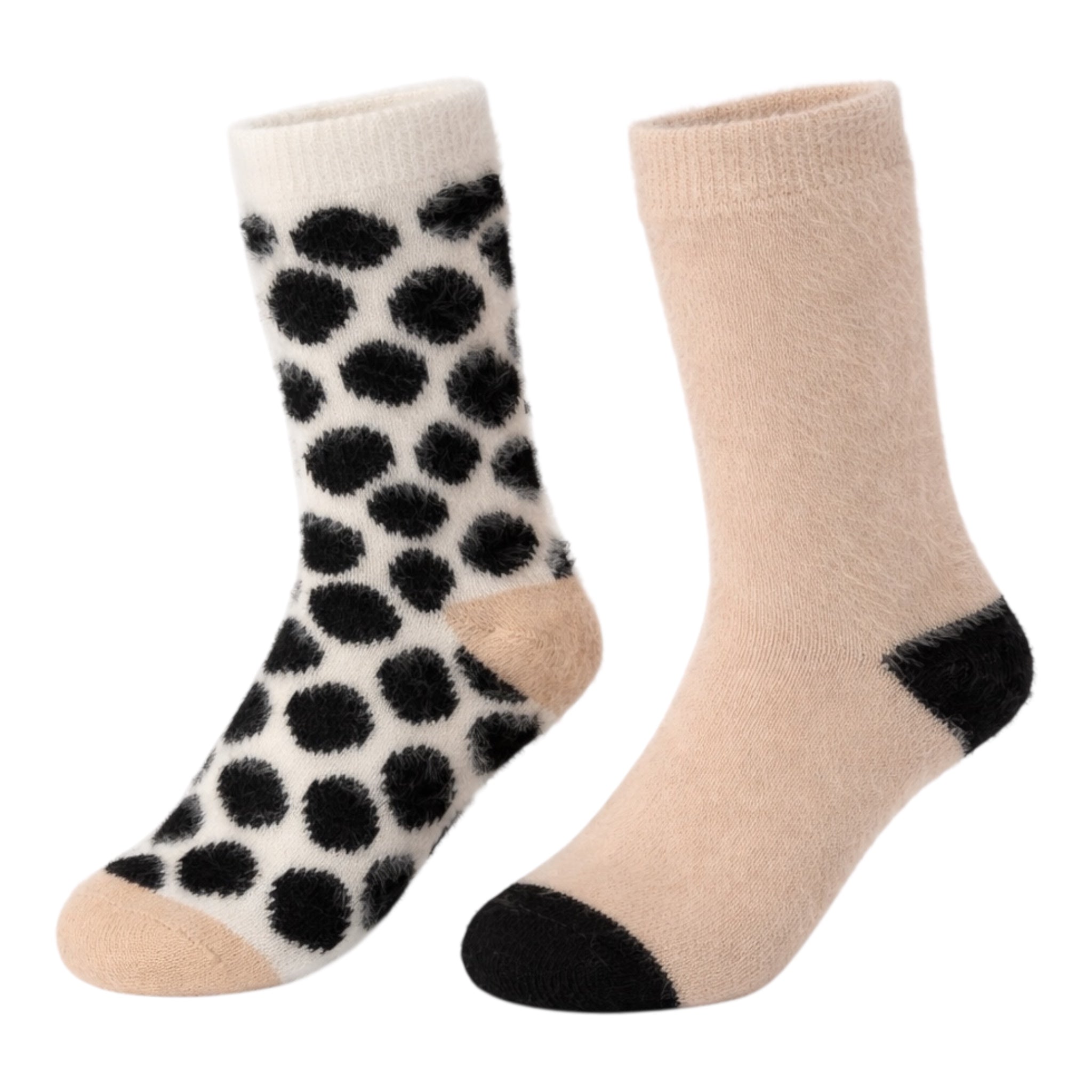 Ladies 2 Pair Pack Fluffy Cow Print Socks