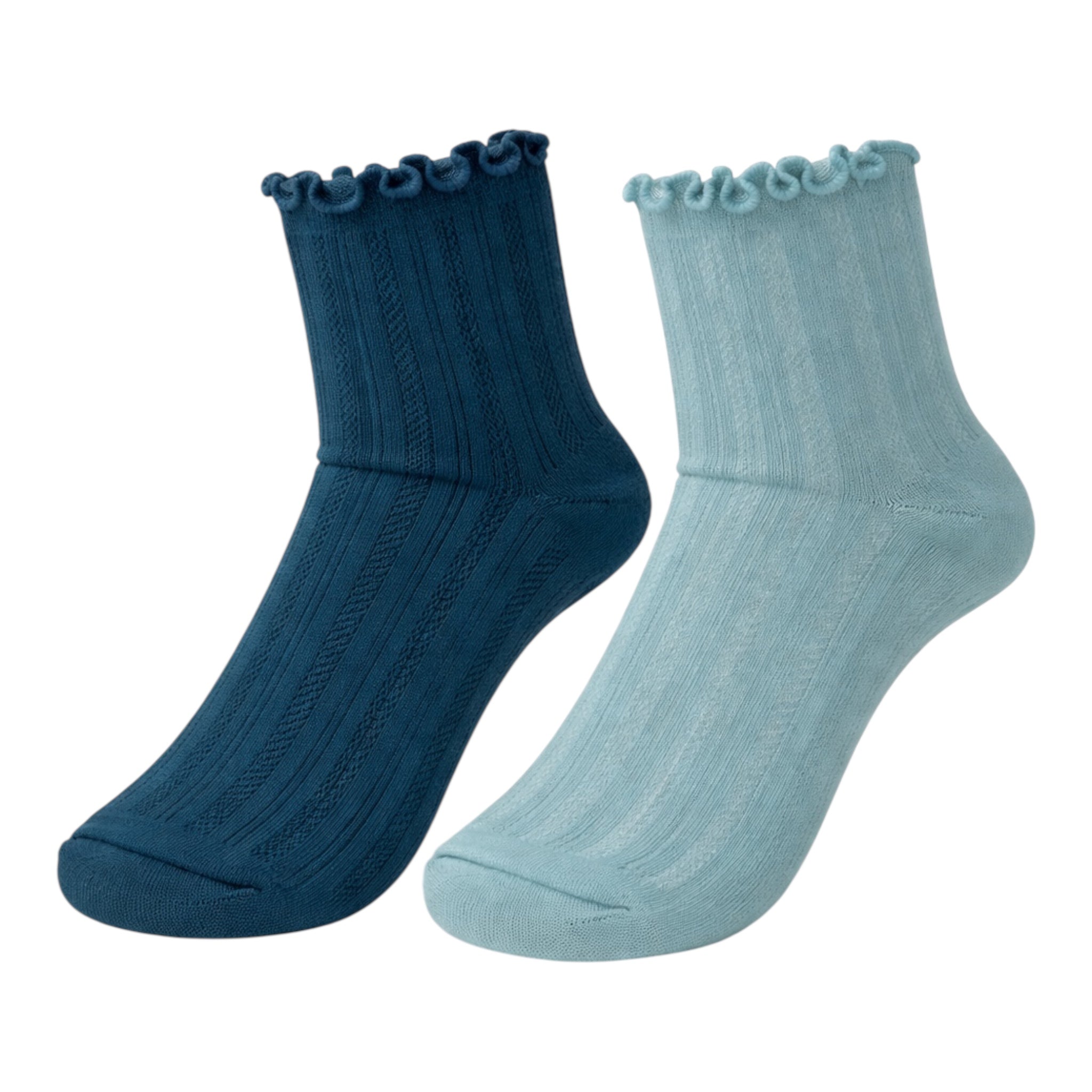 Ladies 2 Pair Pack Frill Blues Socks