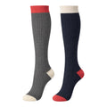Ladies 2pr Navy Grey Knee High