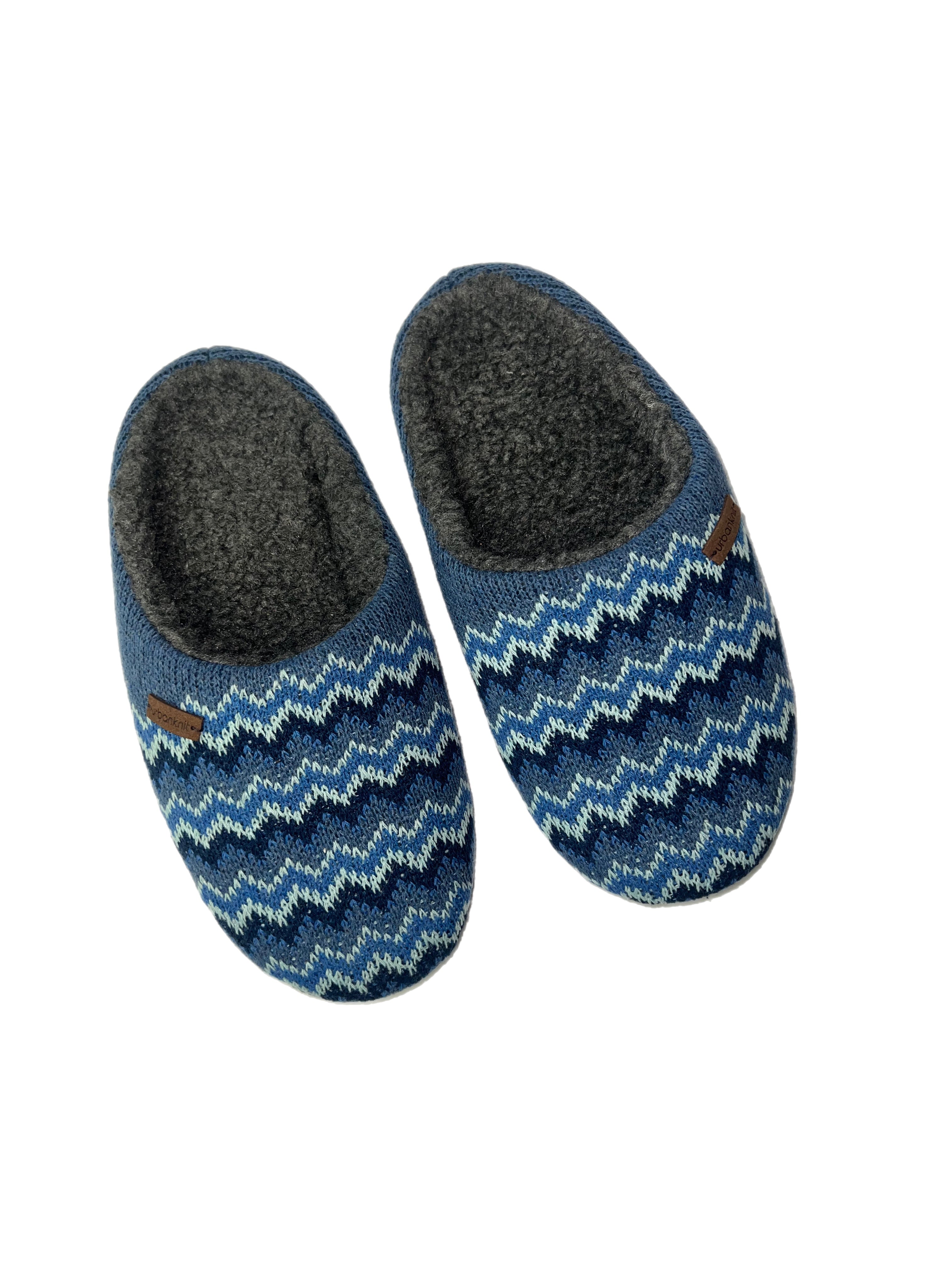 Men's Ocean Blue Chevron Slippers
