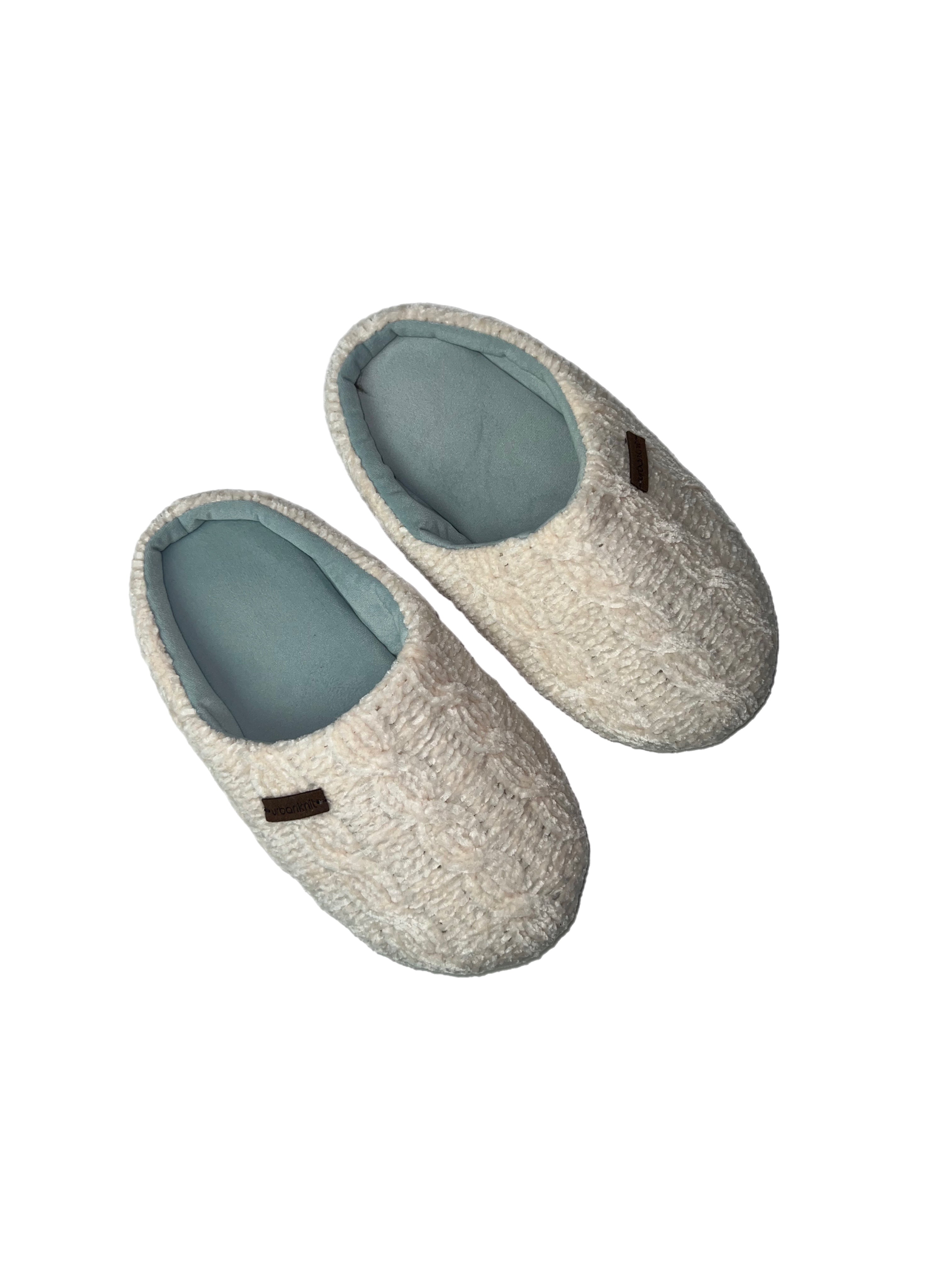 Ladies Cream Chenille Slippers