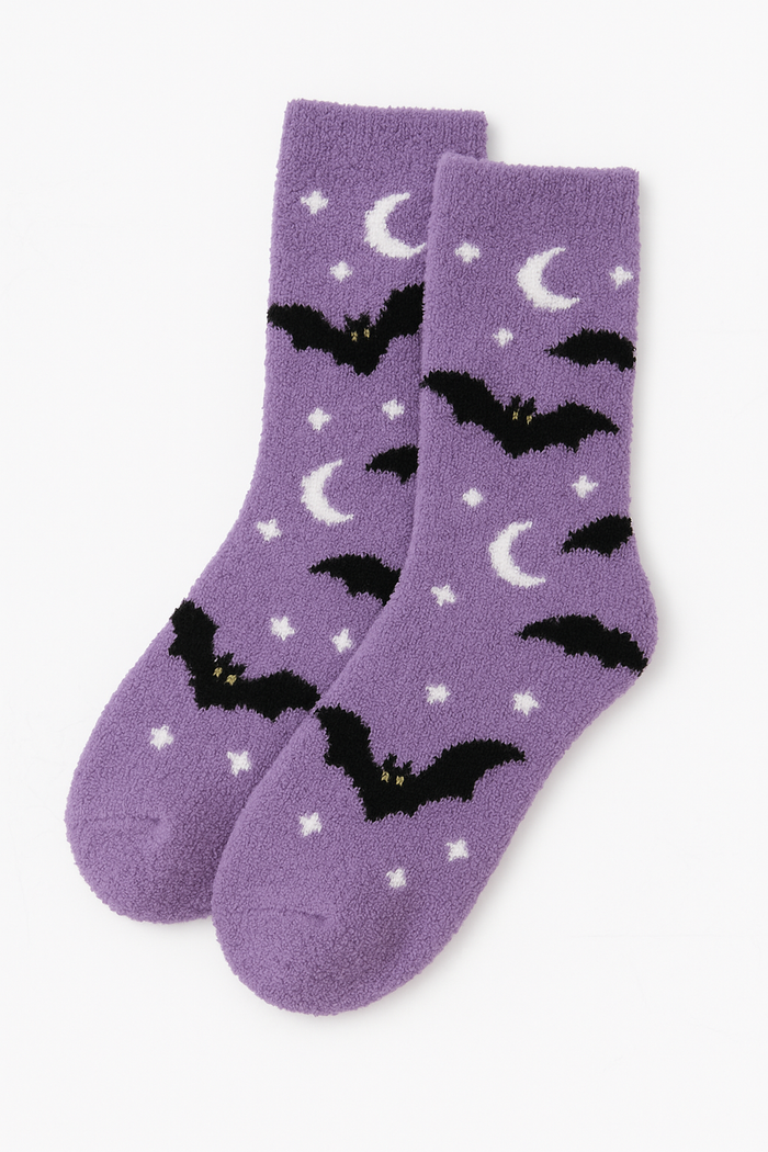 Ladies Halloween Bat Lilac Socks