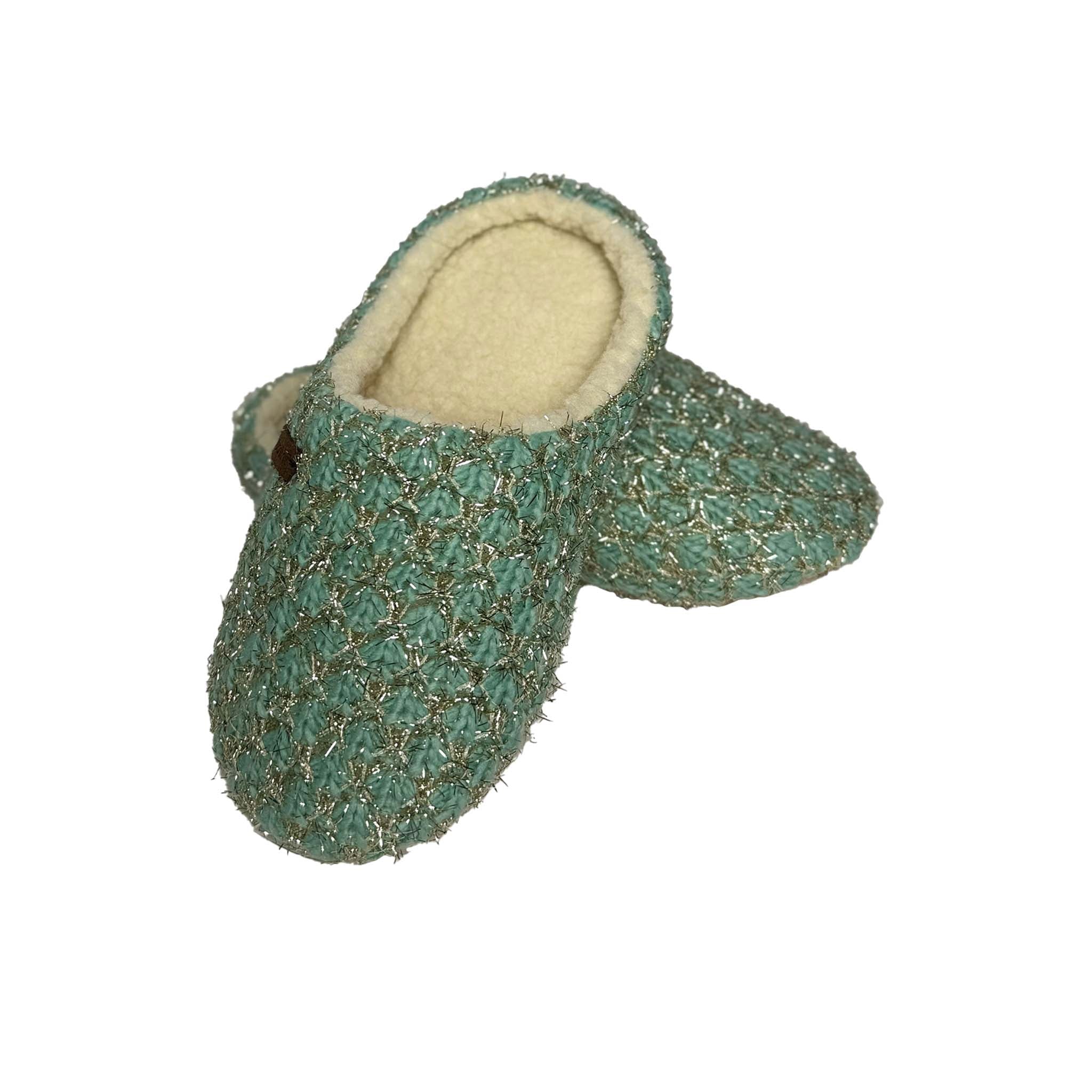 Ladies Seafoam Glitter Slippers