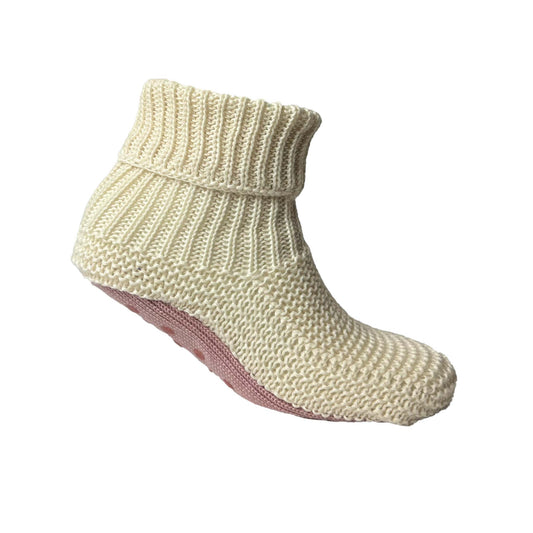 Ladies Lightweight Marshmallow Cream and Pink Bootie