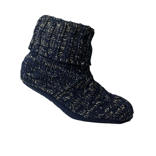 Ladies Navy Glitter Cable Bootie