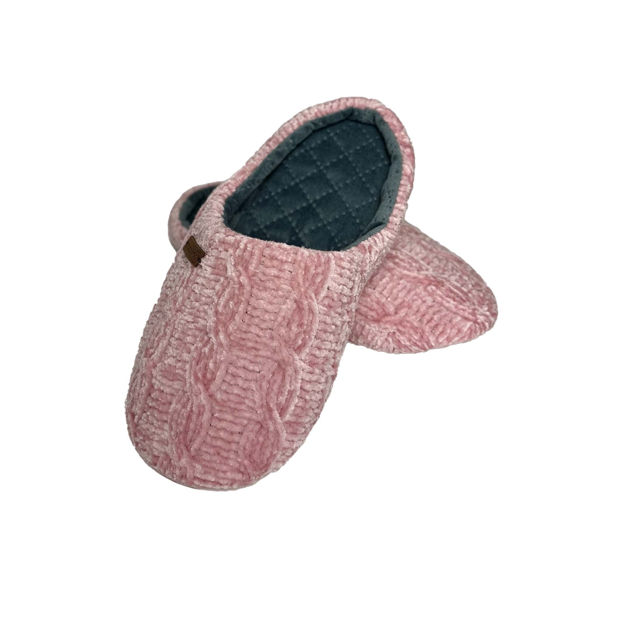 Ladies Dusky Rose Chenille Slippers