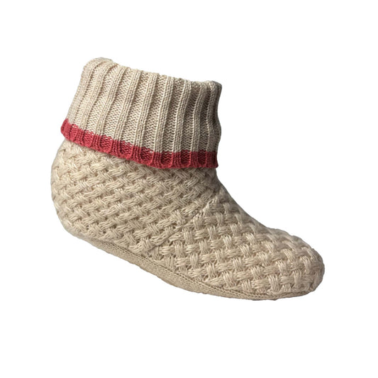 Ladies Cream Pink Woven Bootie