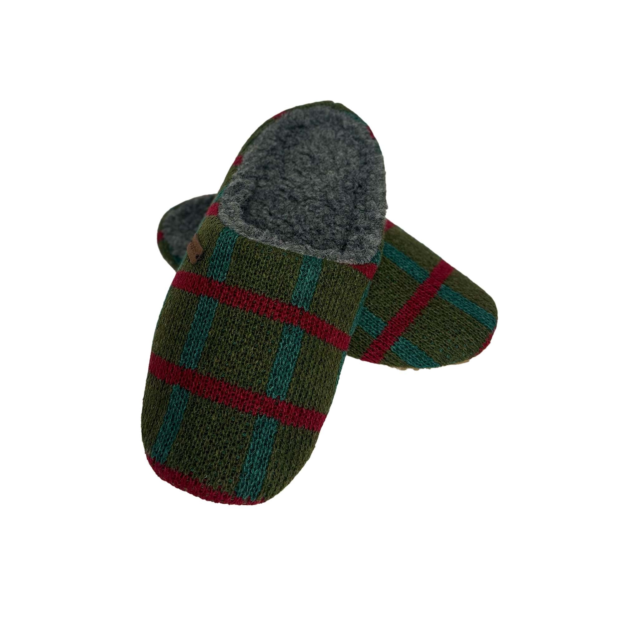 Men's Olive Check Cosy Slippers