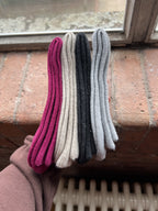 Ladies Pink Cashmere Rib Socks