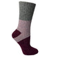 Ladies Block Stripe Aubergine Ankle Sock