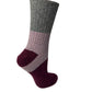 Ladies Block Stripe Aubergine Ankle Sock