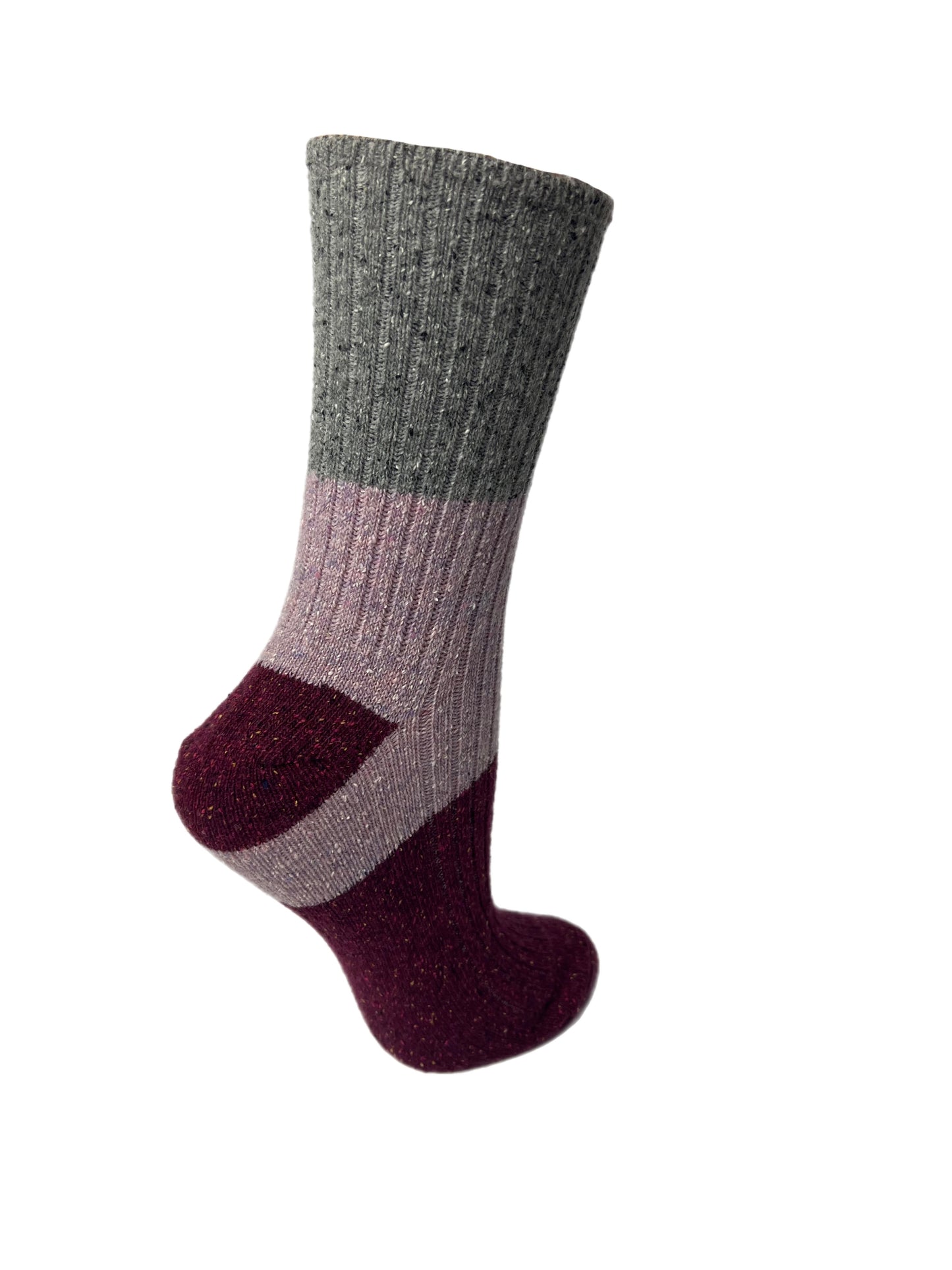 Ladies Block Stripe Aubergine Ankle Sock
