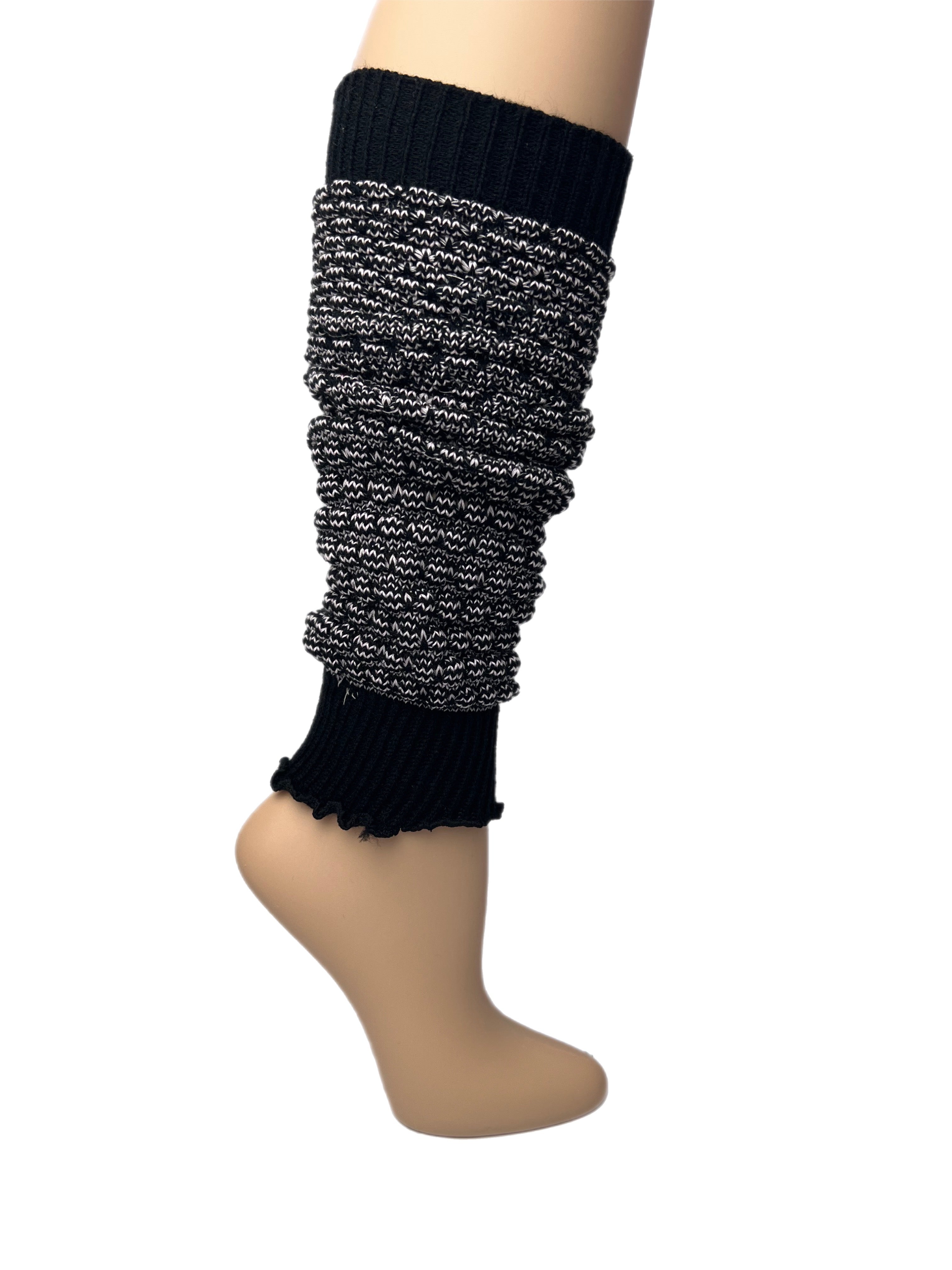 Ladies Black & White Waffle Leg Warmer