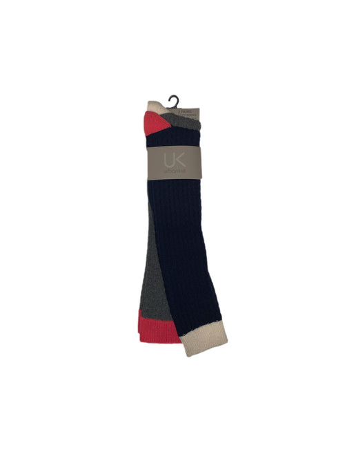 Ladies 2pr Navy Grey Knee High
