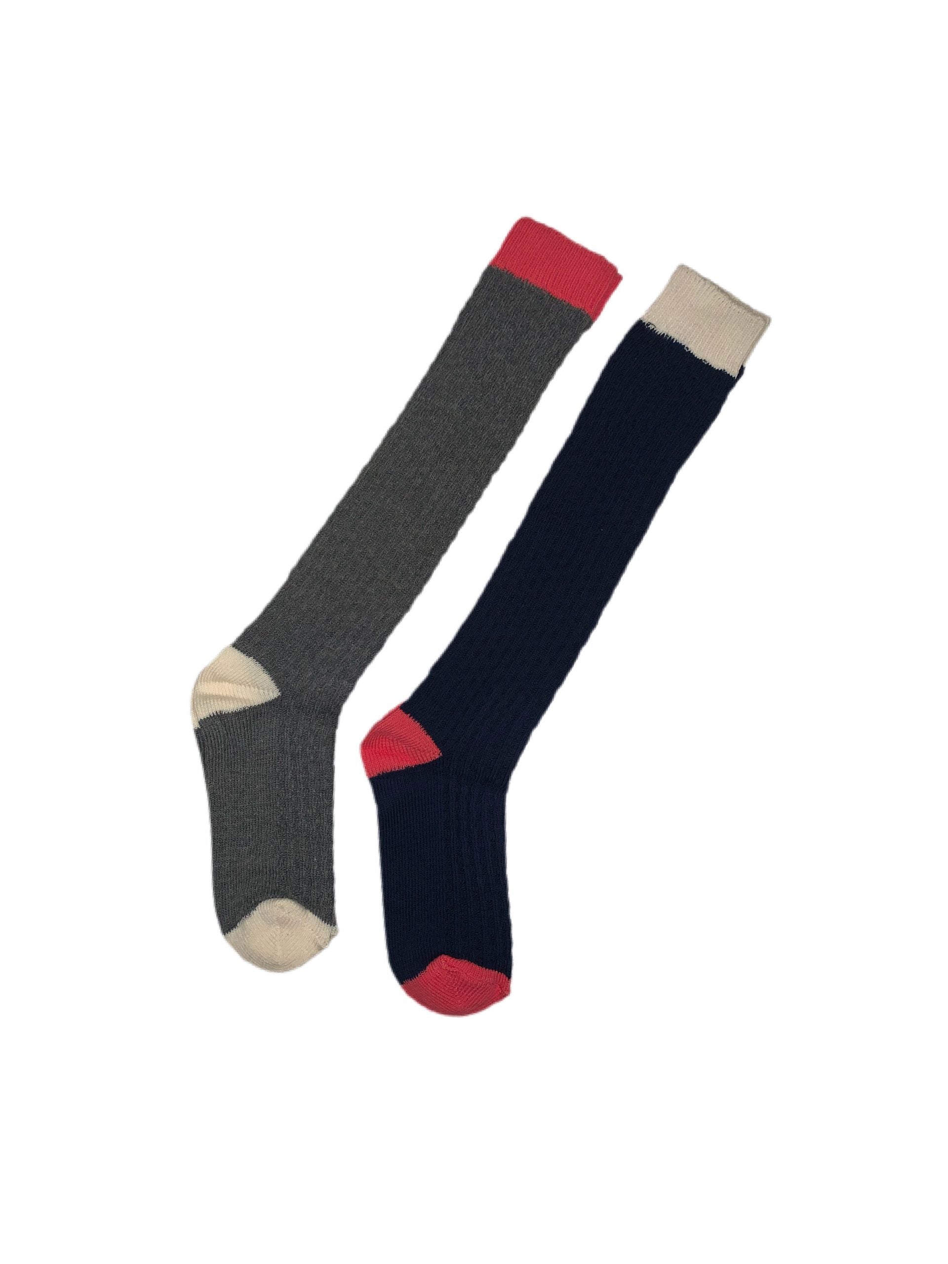 Ladies Navy Grey Knee High