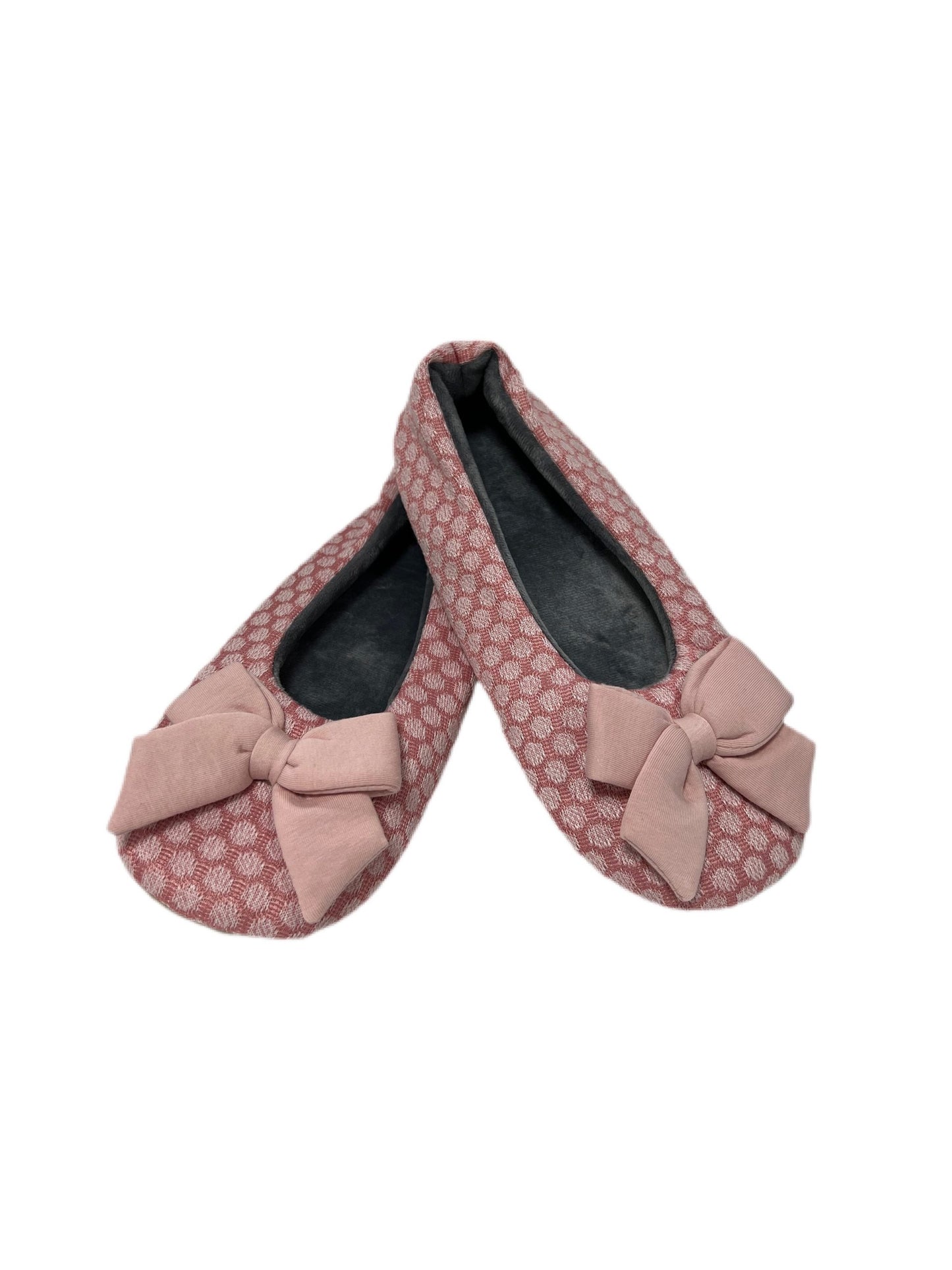 Ladies Pink Spot Ballerina Slippers