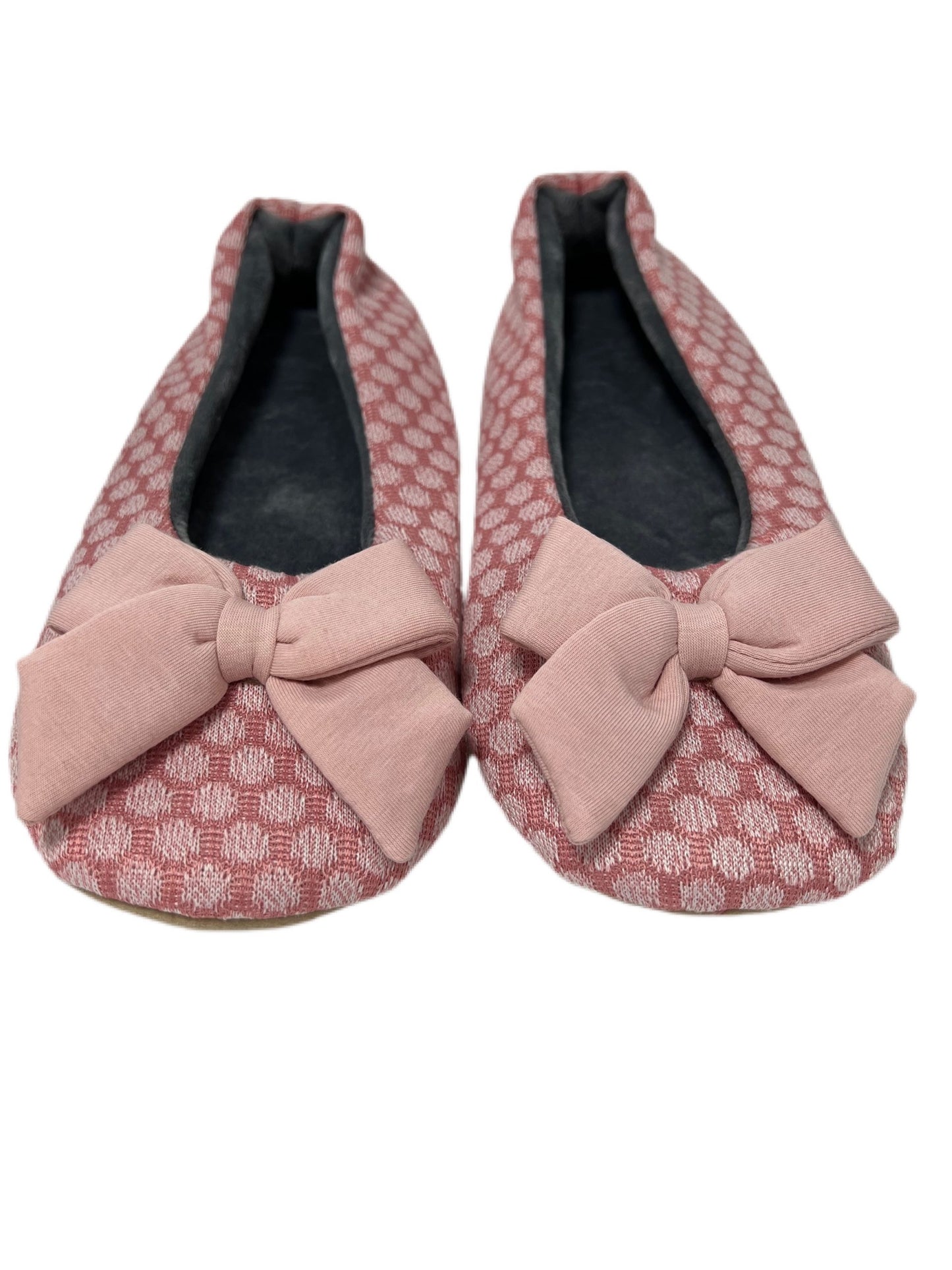 Ladies Pink Spot Ballerina Slippers