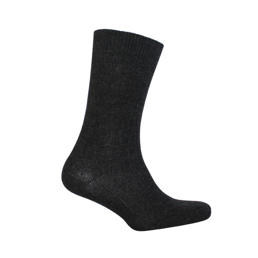 Men's Charcoal Rib Cashmere Sock