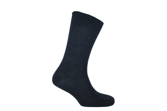 UK1796 Navy Rib Cashmere Sock
