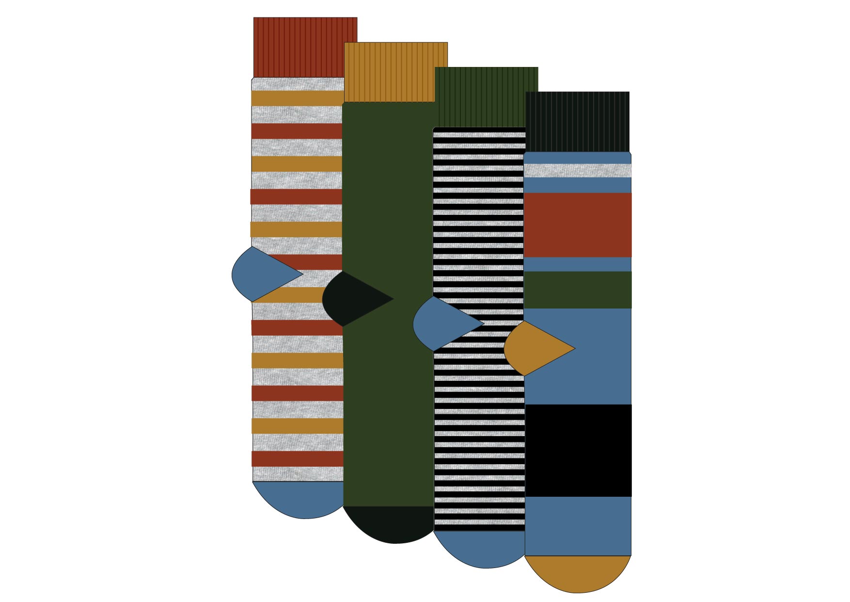 Men's 4pp Boot Ankle Socks - Black/Grey