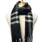 Men's Black Cream Check Print Scarf