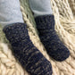 Ladies Navy Glitter Cable Bootie