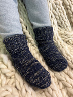 Ladies Navy Glitter Cable Bootie