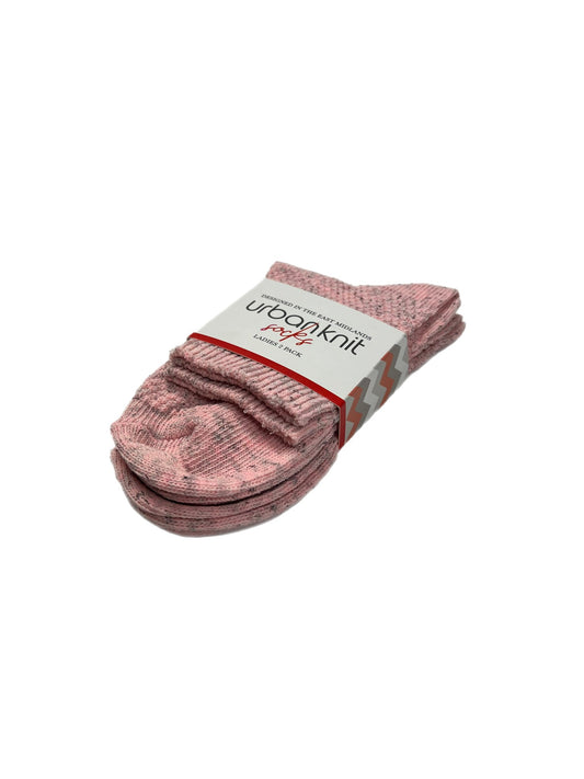 Ladies 2PP Bright Pink Pretty Ankle Socks