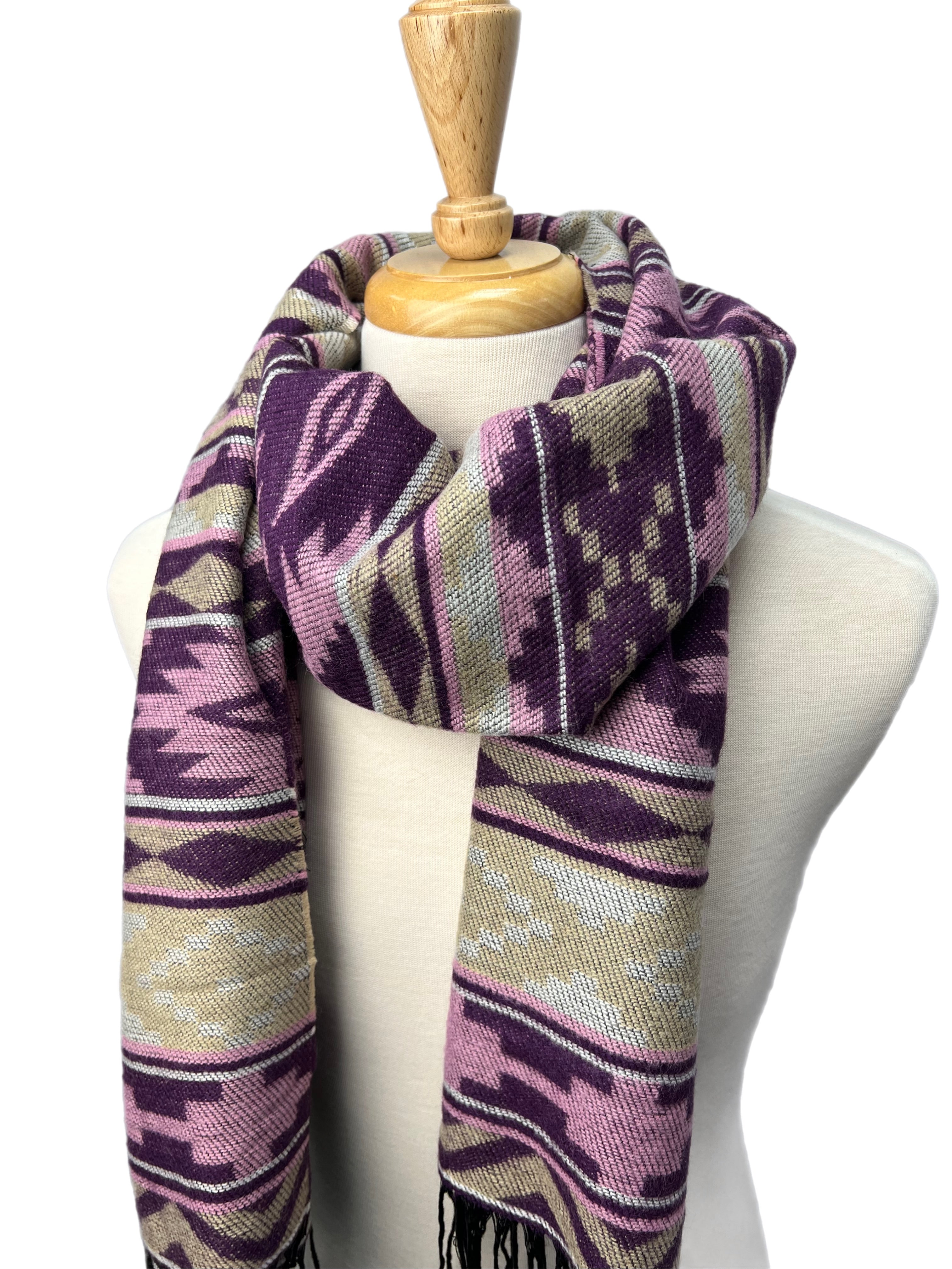 Ladies Lilac Purple Lightweight Aztec Scarf