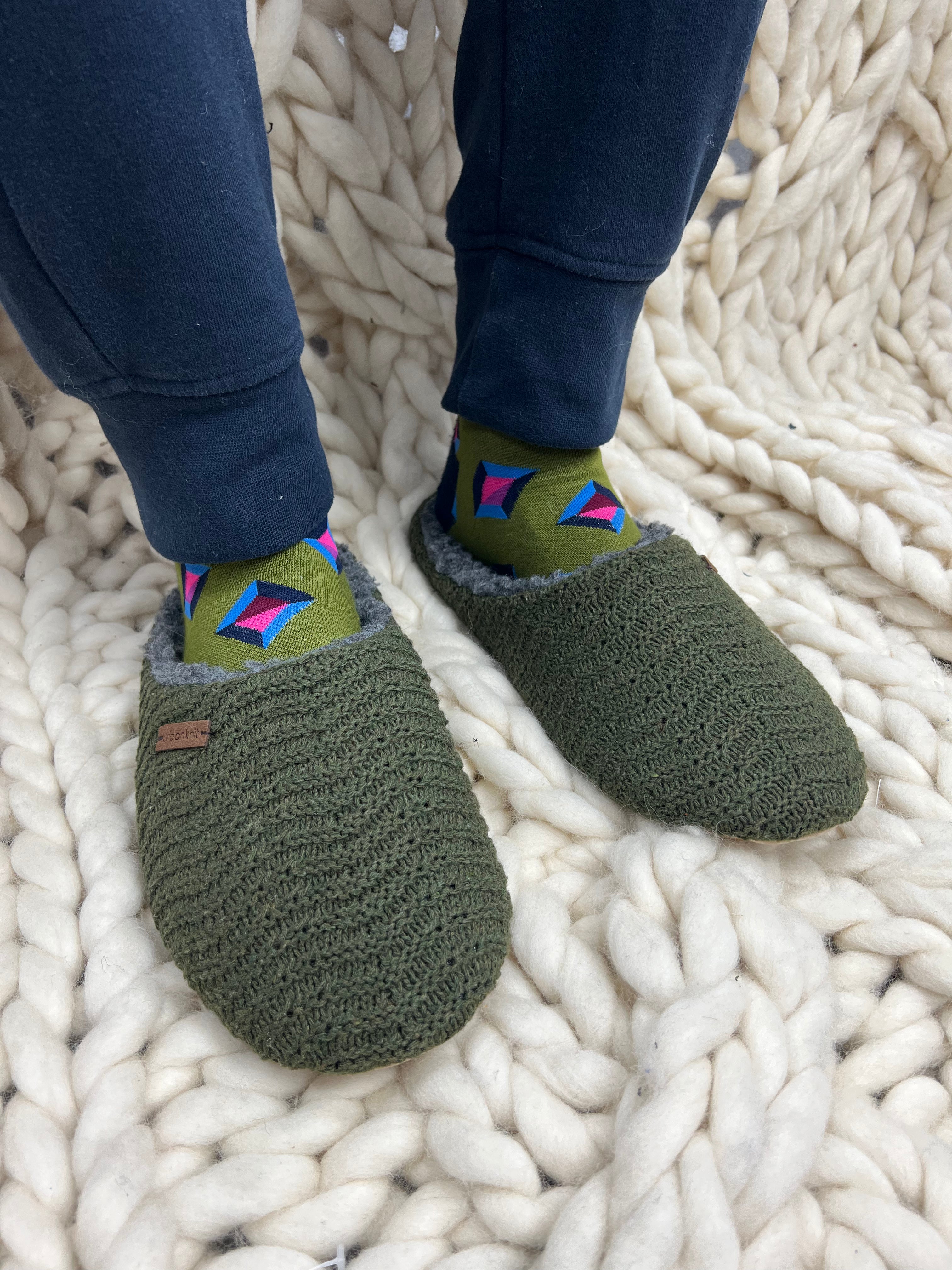 Men's Forest Green Cosy Slippers