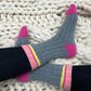 Ladies 2PP Super Soft Charcoal Raspberry Lounge Socks