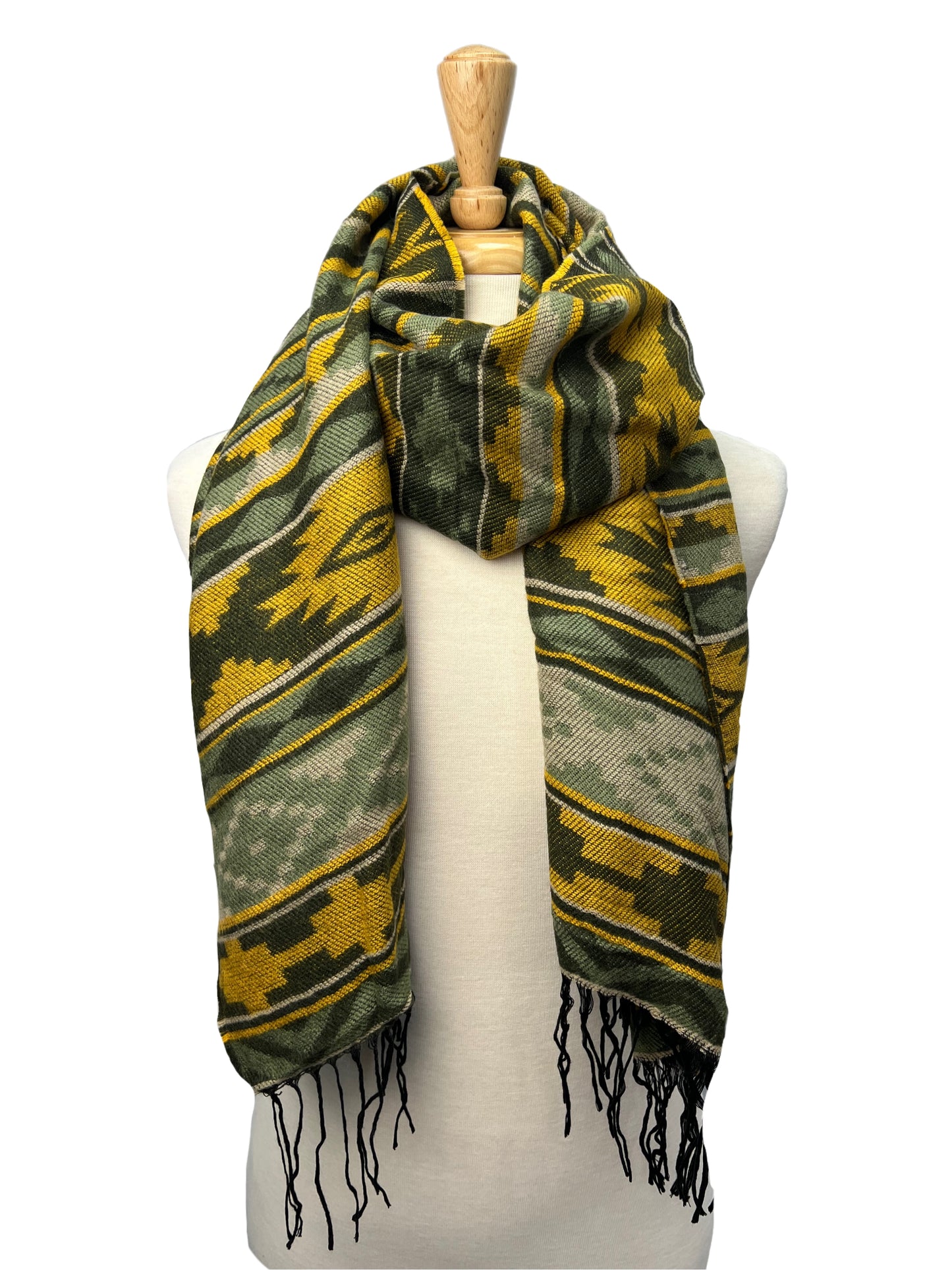 Ladies Green Lightweight Aztec Scarf