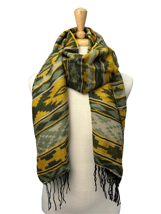 Ladies Green Lightweight Aztec Scarf