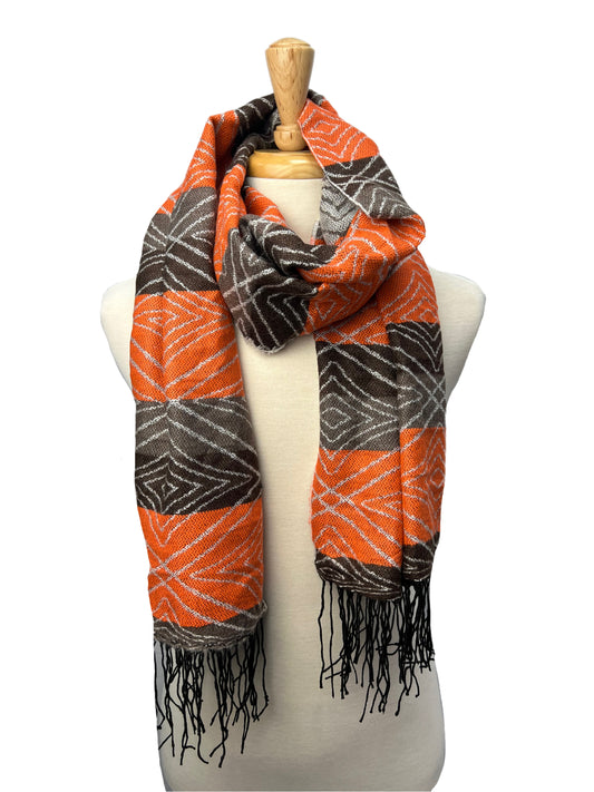 Men's Orange & Brown Lightweight Diamond Scarf